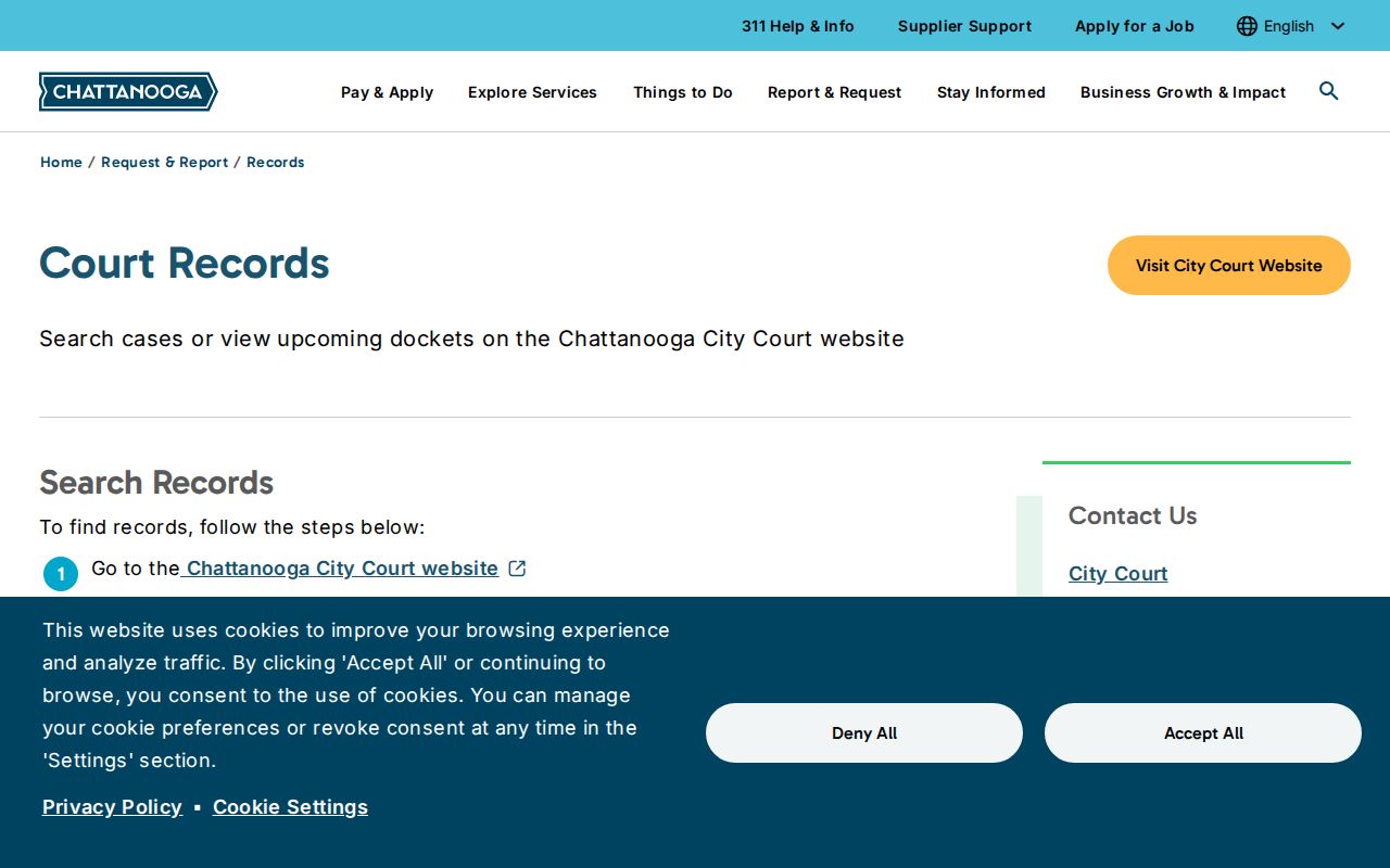 Chattanooga warrant records, City Court case search fields