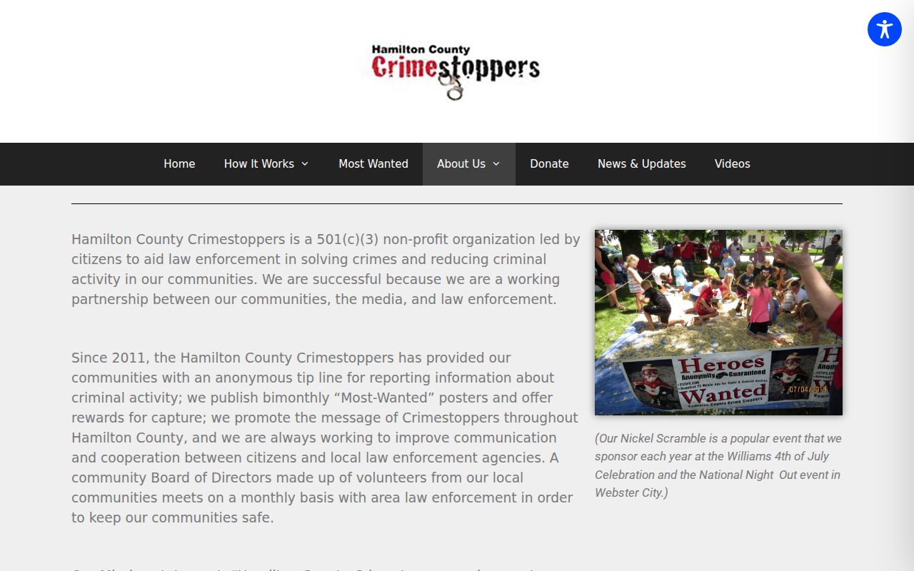Hamilton County warrant program, Crime Stoppers mission and poster information